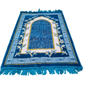 Velvet Handcrafted Muslim Prayer Mat – Aqua Blue Soft Foldable Janamaz