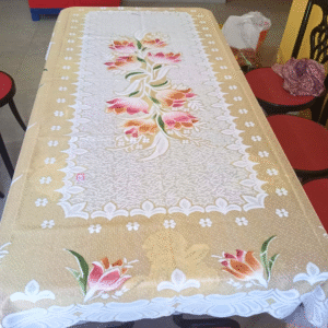 Elegant 54x78 Inches Cotton Net Table Cover with Frill Design
