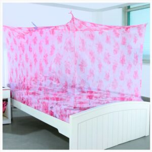 Double Bed Printed Mosquito Net – Cotton Fabric with Floral Design