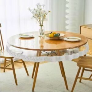 “Transparent PVC Table Cover – Clear Waterproof Table Cloth for Dining and Center Table Protection”